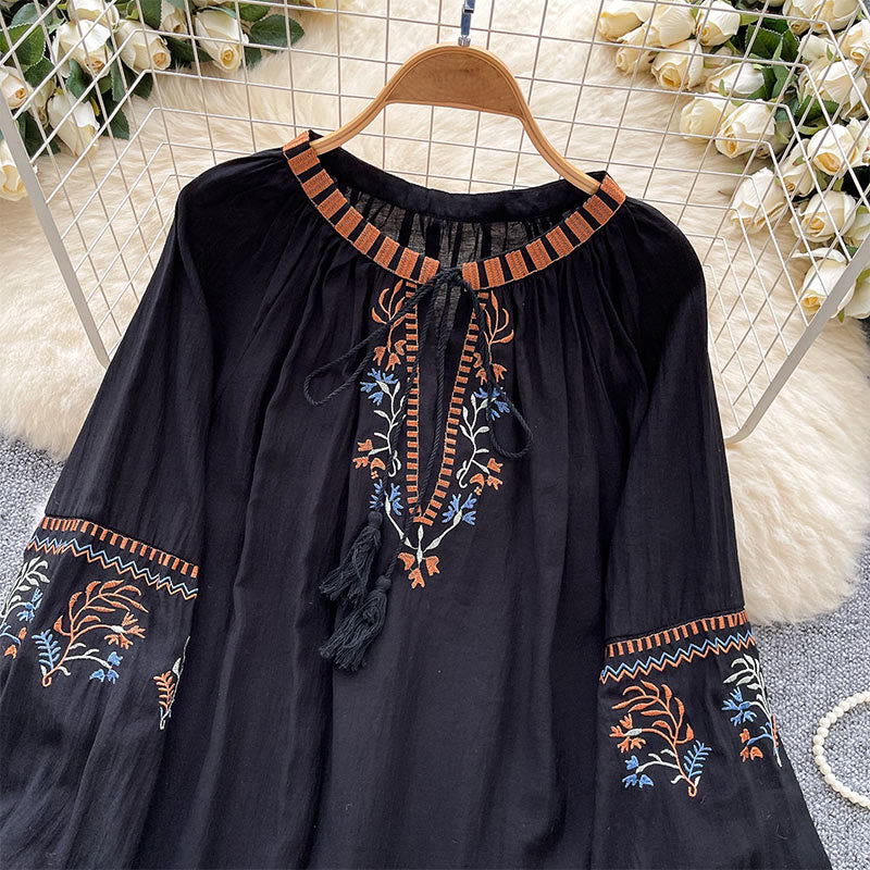 Chemise femme Olivenorma à broderie rétro littéraire et fraîche