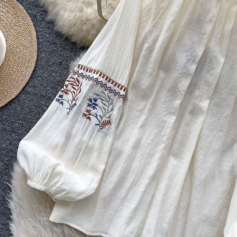 Chemise femme Olivenorma à broderie rétro littéraire et fraîche