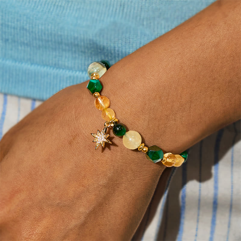Bracelet de richesse Olivenorma « Voyage abondant » en œil de tigre vert