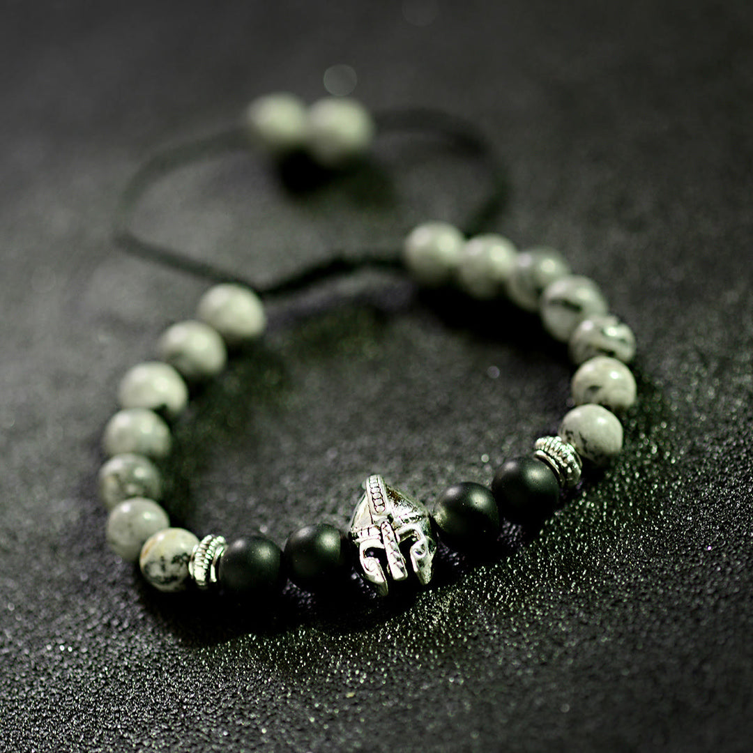 Bracelet réglable Olivenorma en pierres précieuses de 8 mm avec casque de guerrier spartiate - image 17