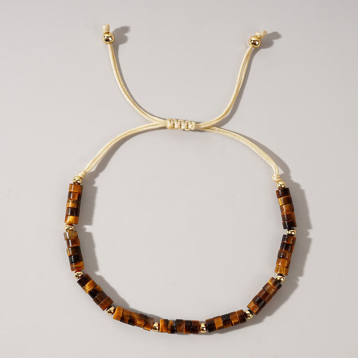 Bracelet réglable Olivenorma en perles de cristal naturel avec mini pierres précieuses de 3 mm - Œil de tigre - image 8