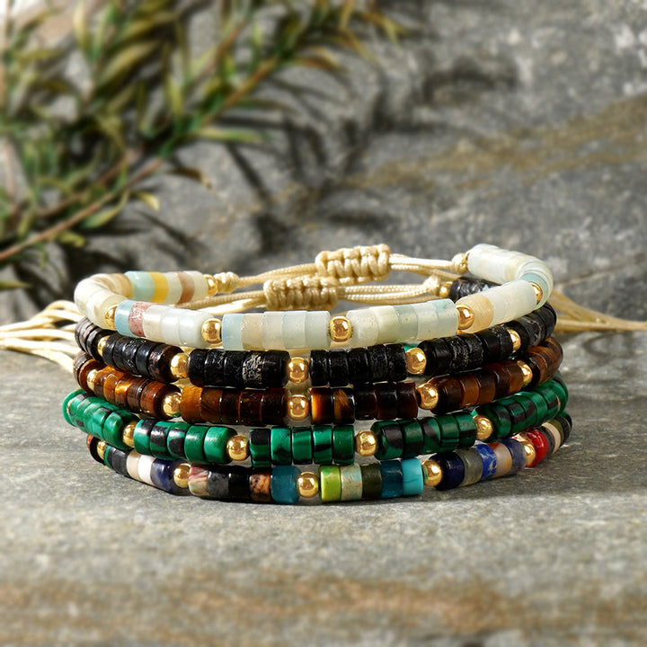 Bracelet réglable Olivenorma en perles de cristal naturel avec mini pierres précieuses de 3 mm - image 1