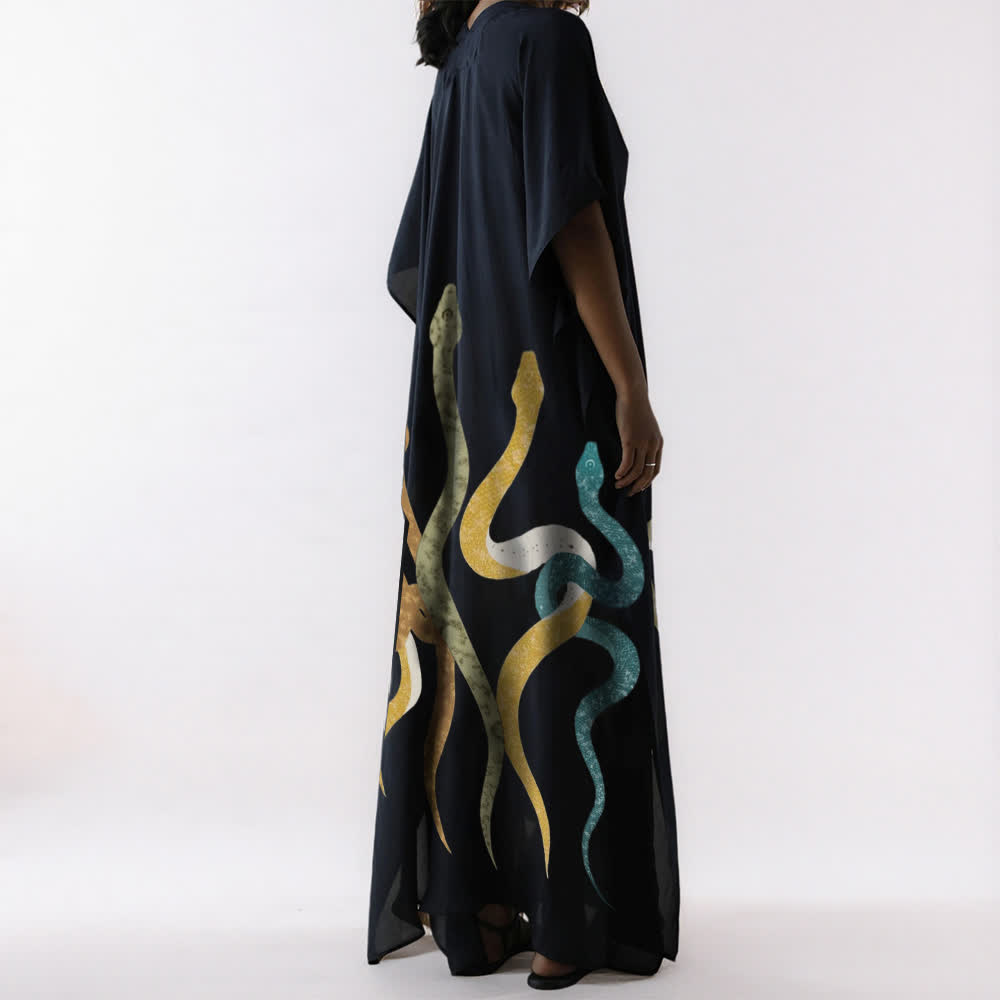 Robe caftan noire Olivenorma Serpent