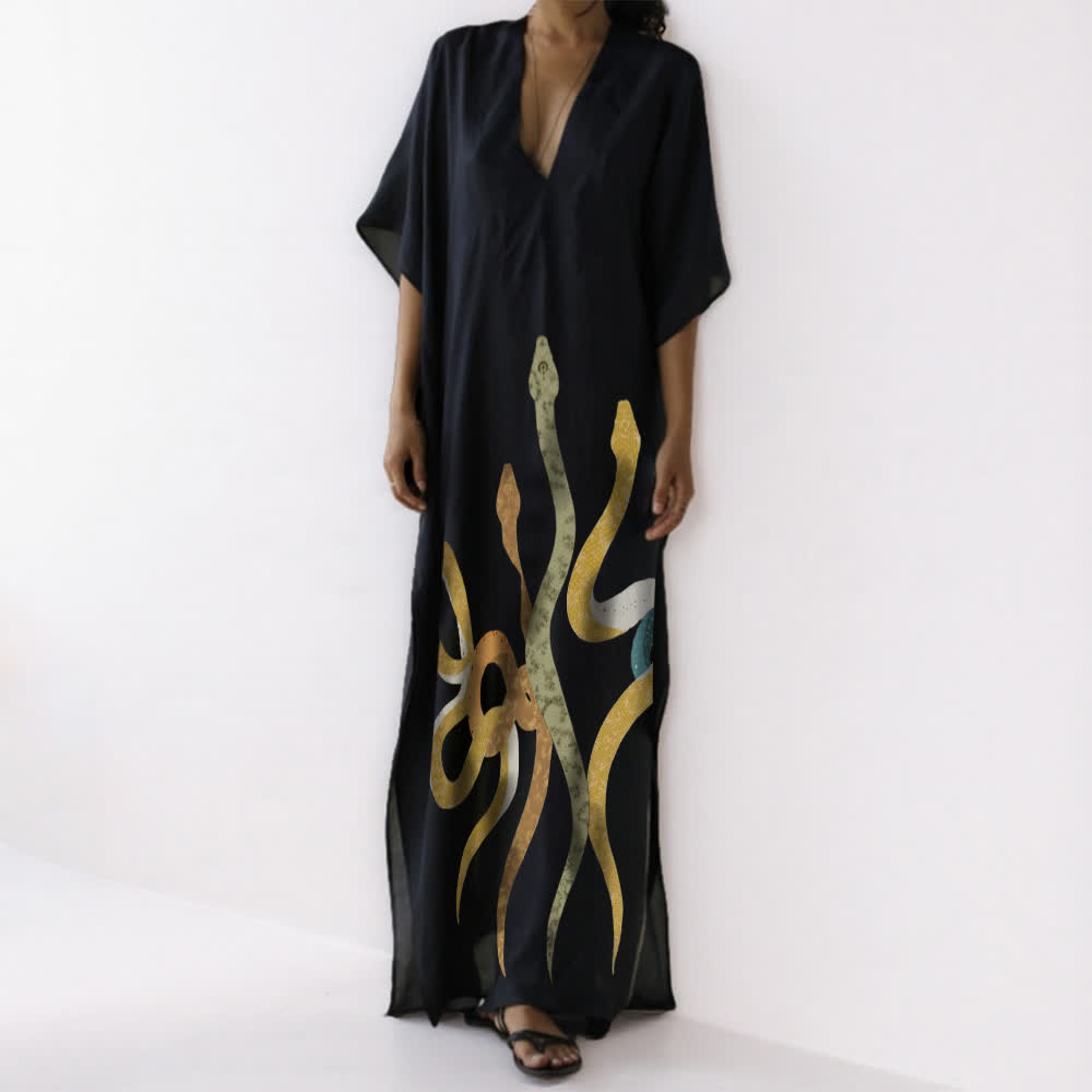 Robe caftan noire Olivenorma Serpent