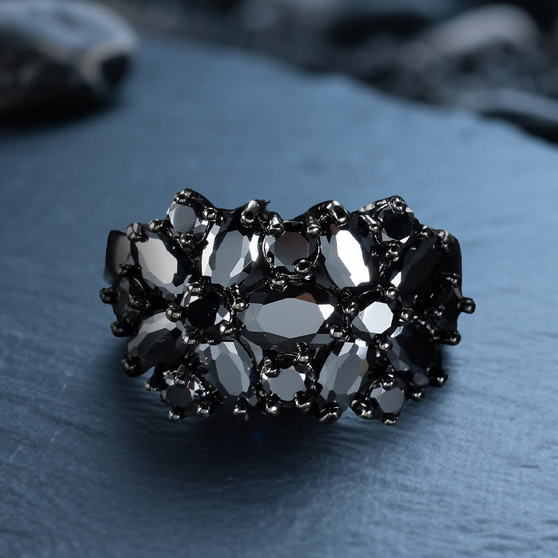Bague florale en obsidienne Olivenorma Shadow de Cassiopeia - États-Unis 10 - image 1