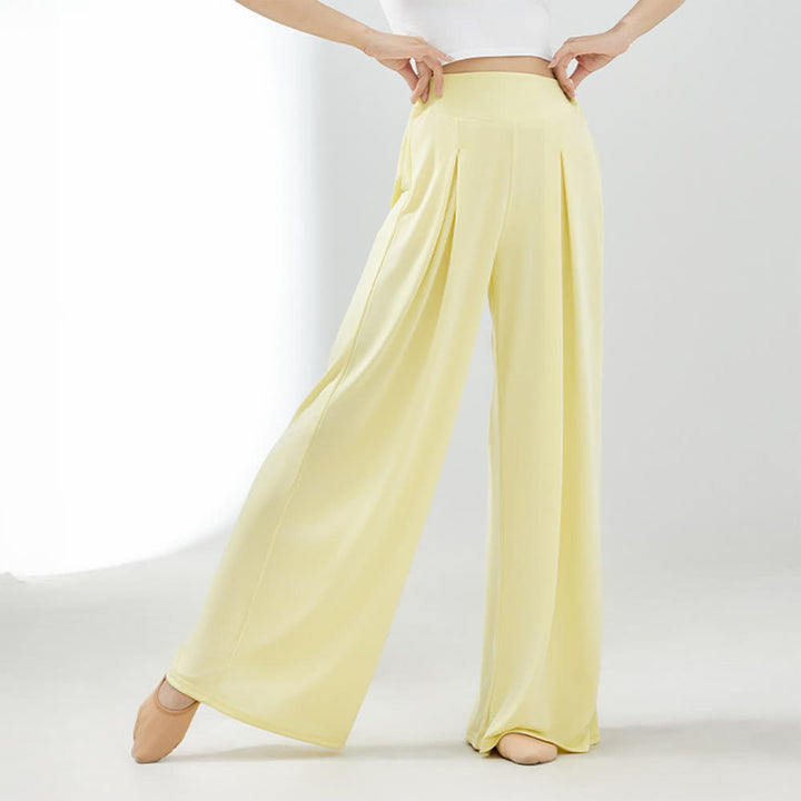 Pantalon large drapé en rayonne cuprammonium et yoga Olivenorma - Jaune - XL - image 1