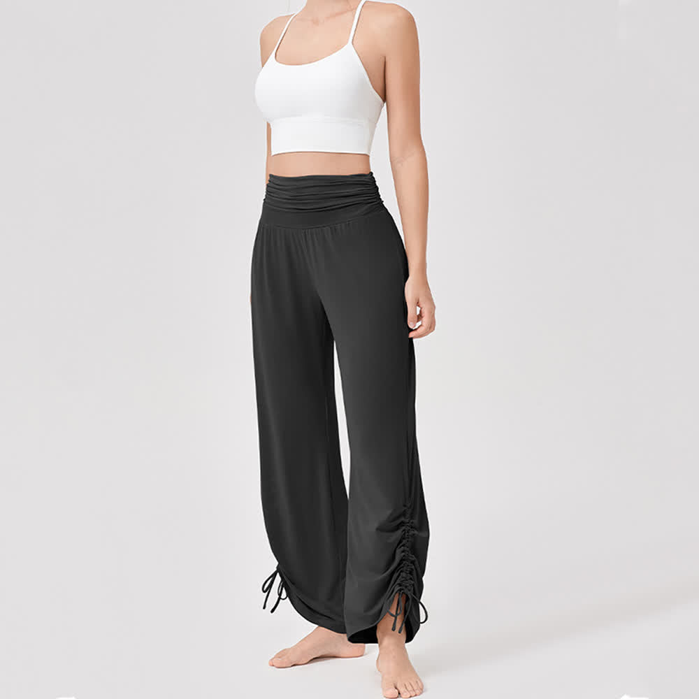 Pantalon de yoga ample taille haute en viscose froncé Olivenorma - image 30
