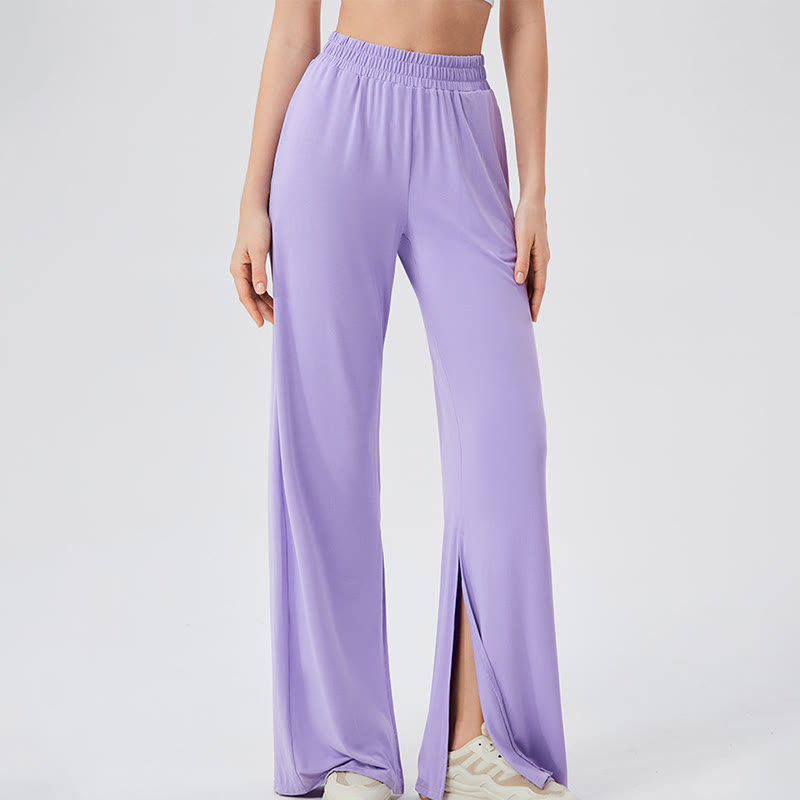 Pantalon de yoga décontracté léger et aéré à jambes larges Olivenorma - Violet - XL - image 10