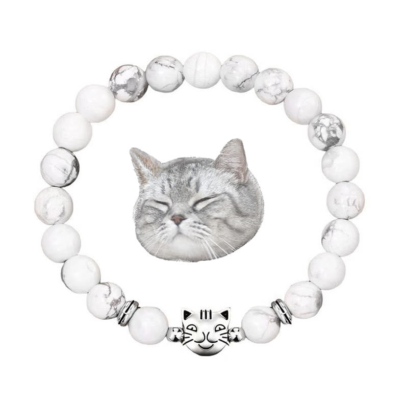 Bracelet de perles en pierres précieuses Olivenorma Cat Magic - Howlite - image 16