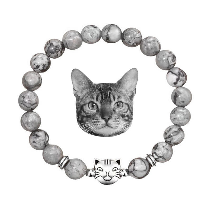 Bracelet de perles en pierres précieuses Olivenorma Cat Magic - Jaspe gris - image 14