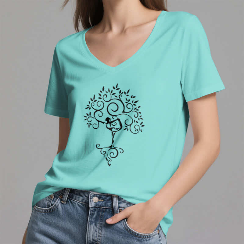 T-shirt col V Olivenorma Yoga Tree Posture - image 20