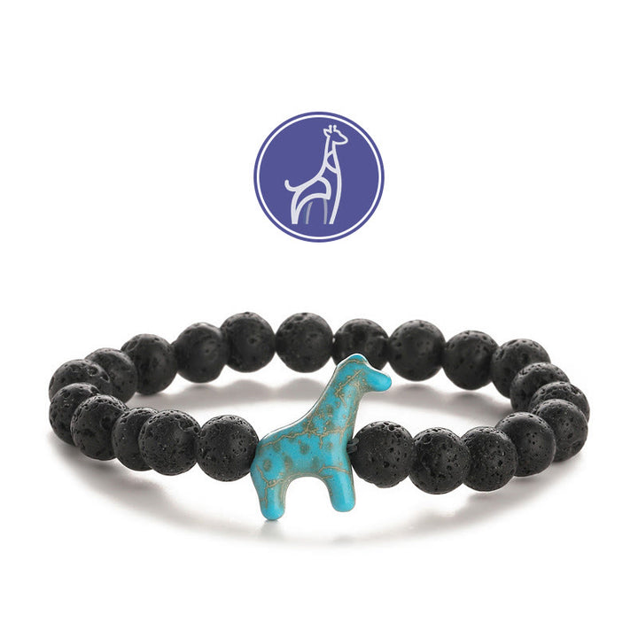 Bracelet de pierres précieuses de croissance de girafe Olivenorma - Girafe bleue - Pierre de lave - image 4