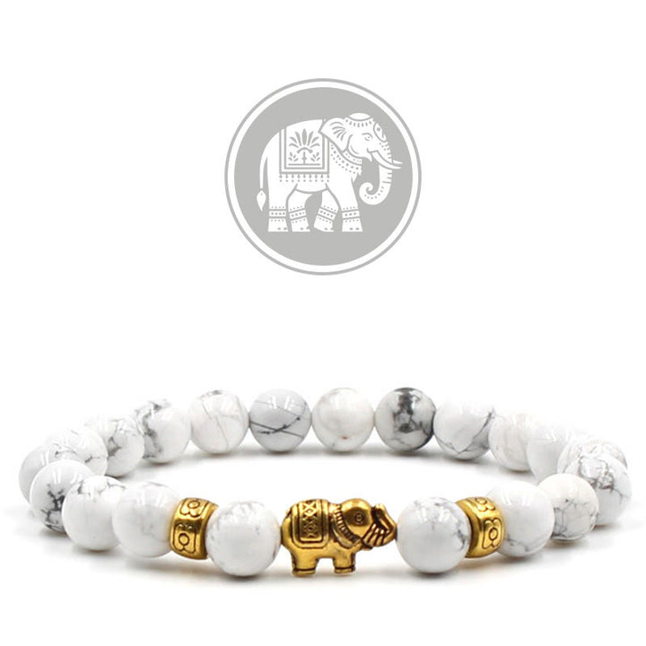 Bracelet de pierres précieuses porte-bonheur Olivenorma Elephant - Turquoise blanche - image 5