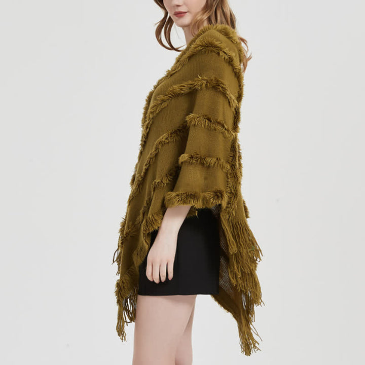 Cardigan châle à franges de couleur unie Olivenorma - image 5