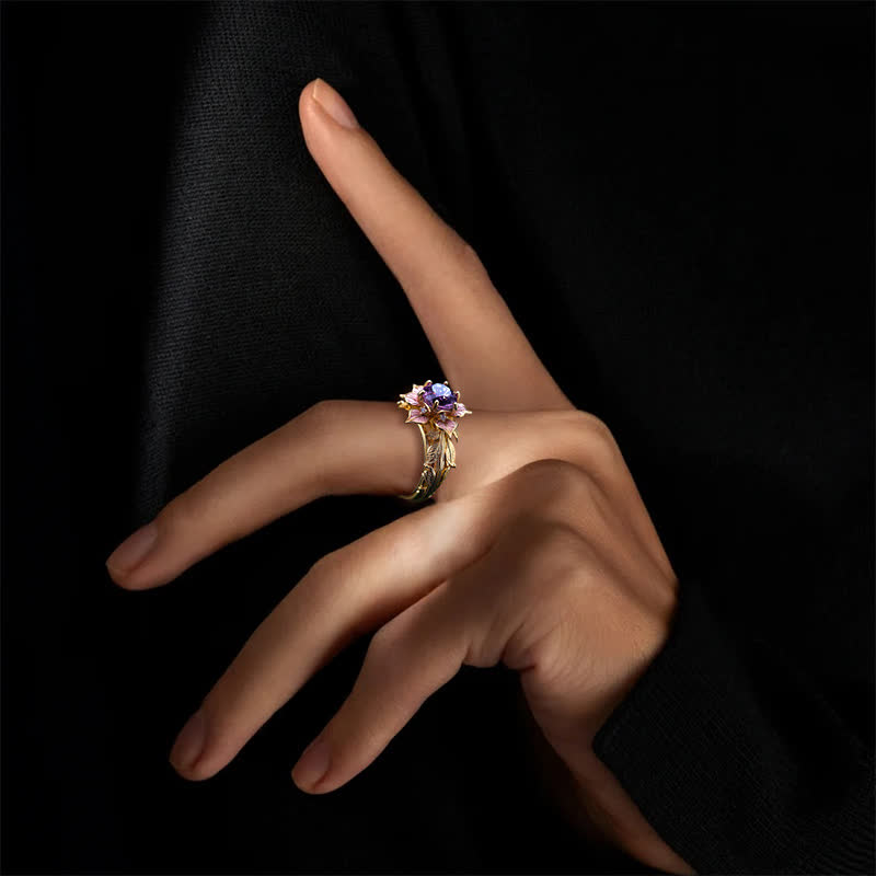 Bague en cristal violet Olivenorma « Amaranth Bloom » - image 1