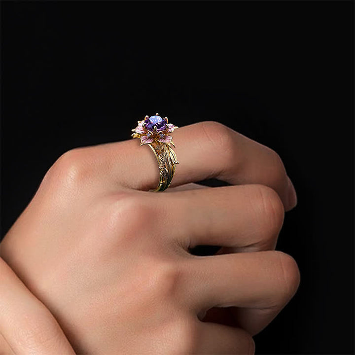 Bague en cristal violet Olivenorma « Amaranth Bloom » - image 2