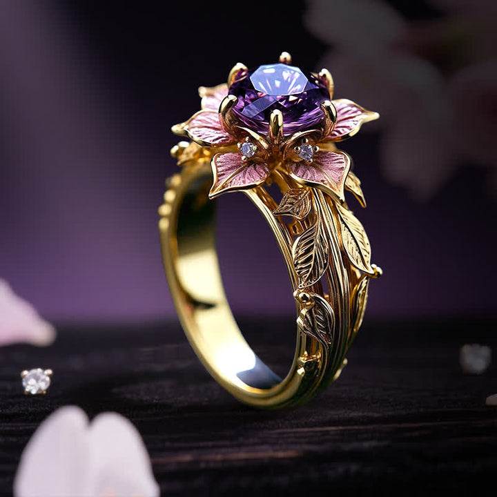 Bague en cristal violet Olivenorma « Amaranth Bloom » - image 4