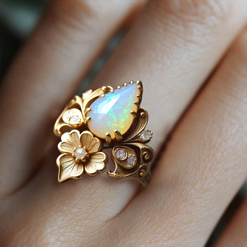 Bague fleur d'opale de feu Olivenorma « Larmes du soleil » - image 1