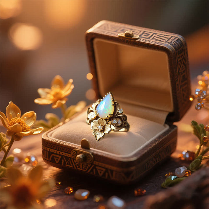 Bague fleur d'opale de feu Olivenorma « Larmes du soleil » - image 2