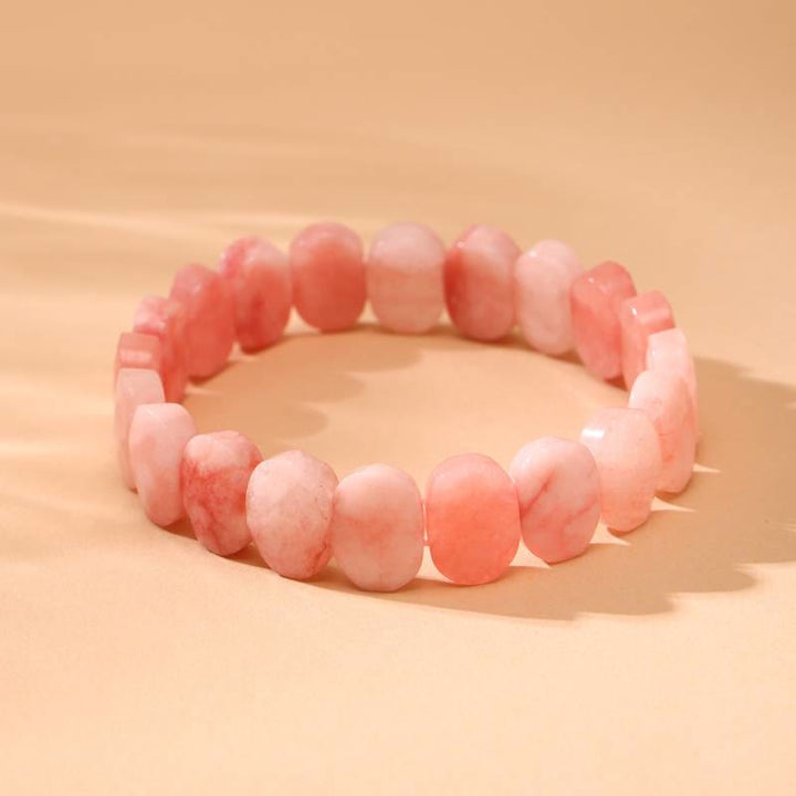 Bracelet extensible Olivenorma en pierres précieuses naturelles, perles ovales à facettes de 14 mm - Rhodochrosite - image 1