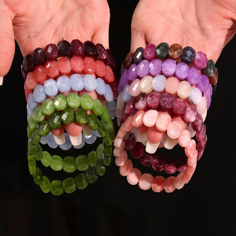 Bracelet extensible Olivenorma en pierres précieuses naturelles, perles ovales à facettes de 14 mm - image 22