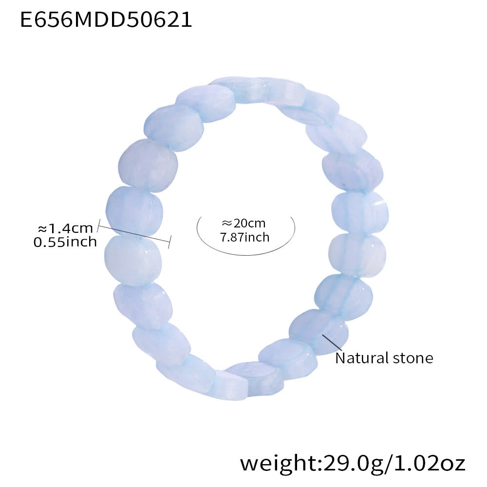 Bracelet extensible Olivenorma en pierres précieuses naturelles, perles ovales à facettes de 14 mm - Bleu vert - image 14