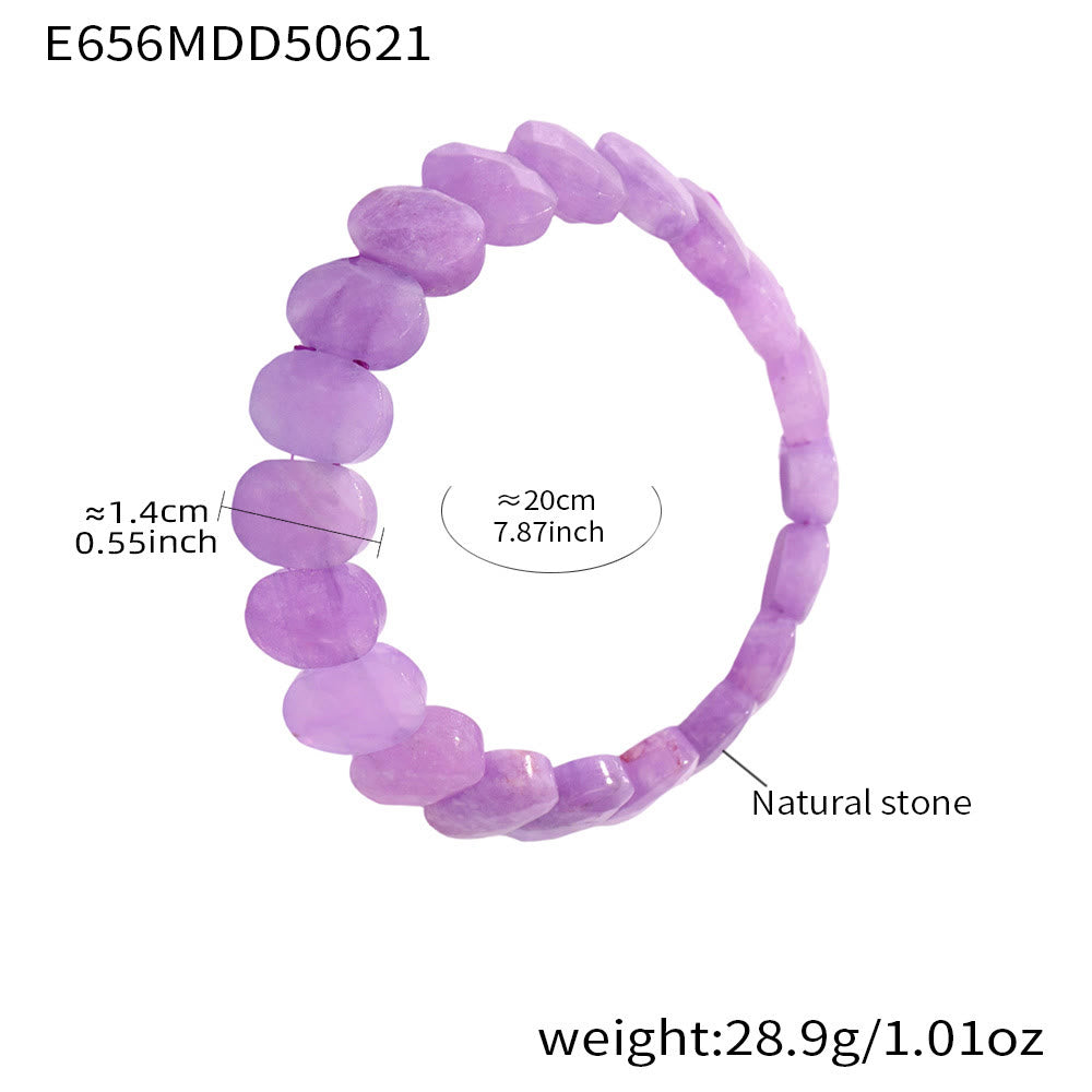 Bracelet extensible Olivenorma en pierres précieuses naturelles, perles ovales à facettes de 14 mm - Lépidolite - image 9