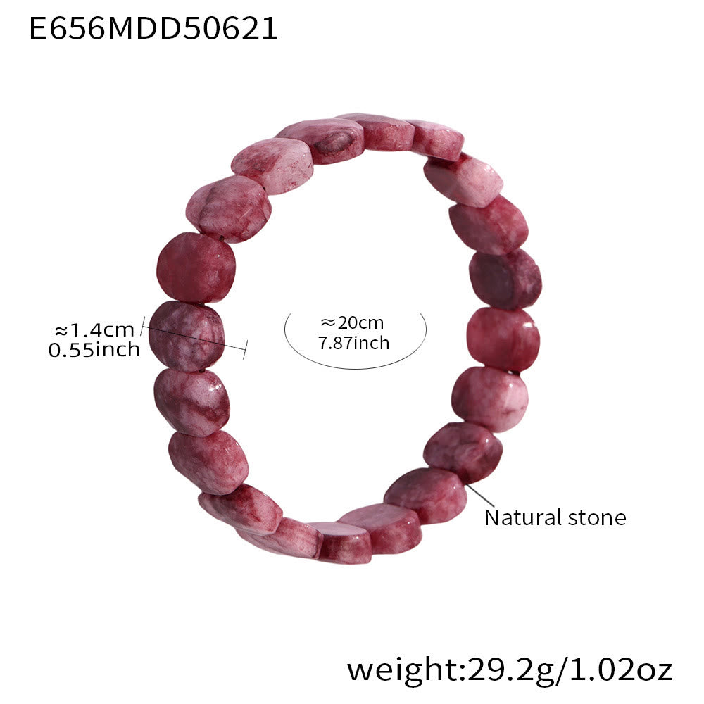 Bracelet extensible Olivenorma en pierres précieuses naturelles, perles ovales à facettes de 14 mm - Quartz rouge - image 18