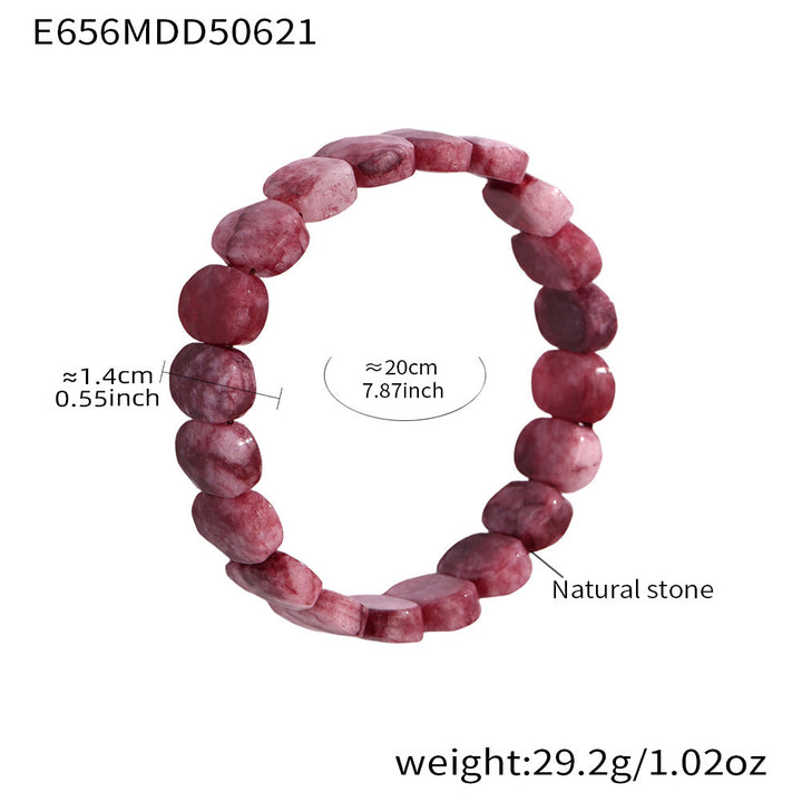 Bracelet extensible Olivenorma en pierres précieuses naturelles, perles ovales à facettes de 14 mm - Quartz rouge - image 18