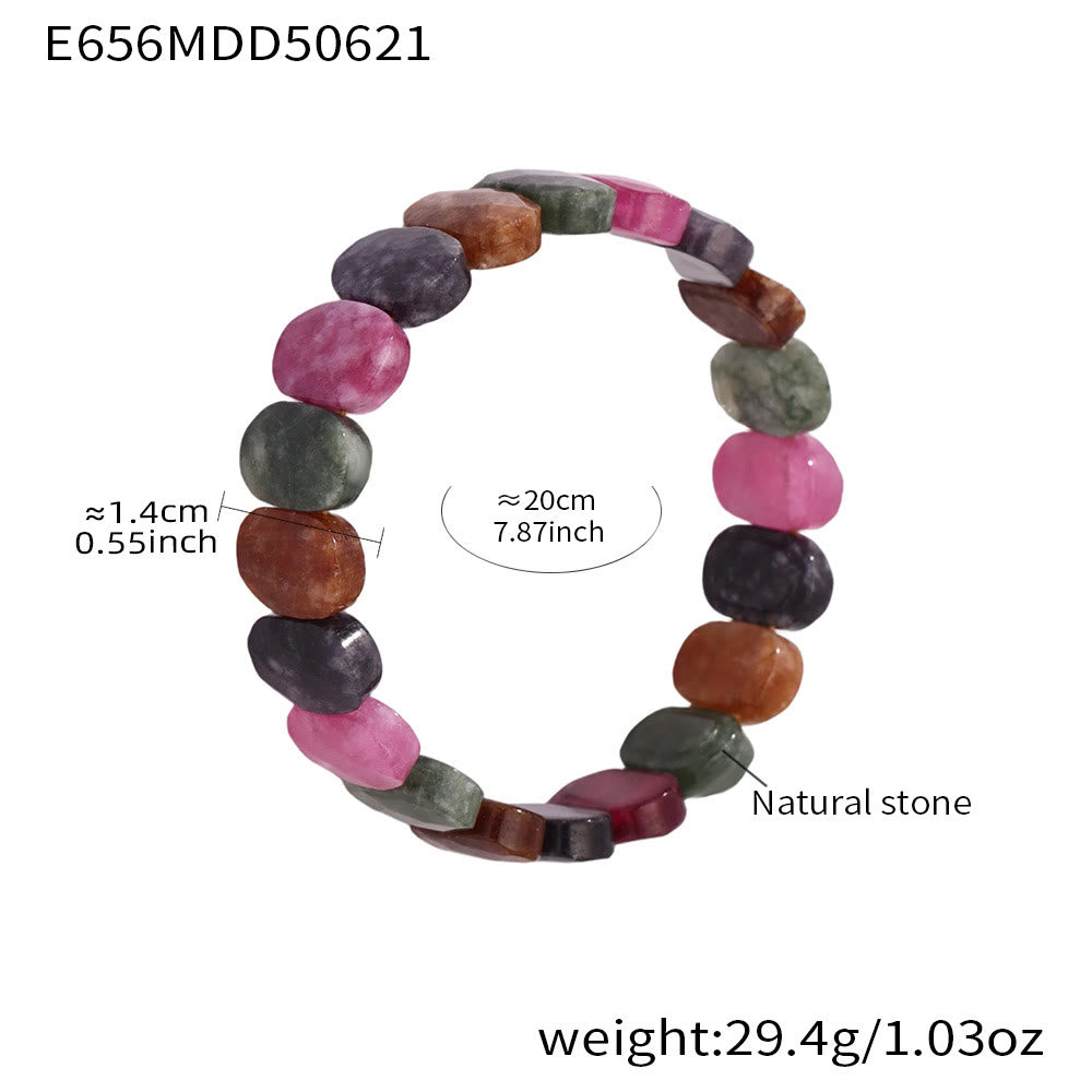 Bracelet extensible Olivenorma en pierres précieuses naturelles, perles ovales à facettes de 14 mm - Tourmaline de couleur foncée - image 12