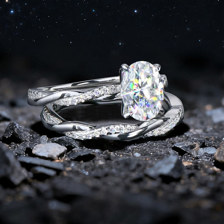 Ensemble de bagues torsadées en moissanite Celestial Nyx Olivenorma - États-Unis 10 - image 0