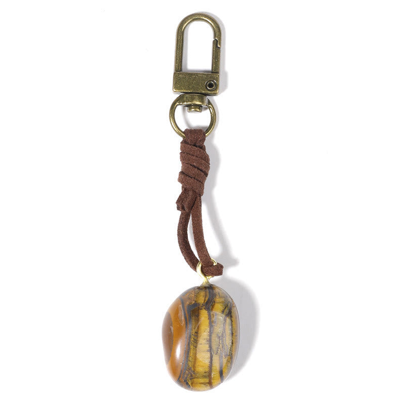 Porte-clés avec pendentif en cristal brut naturel Olivenorma - Œil de tigre - image 9