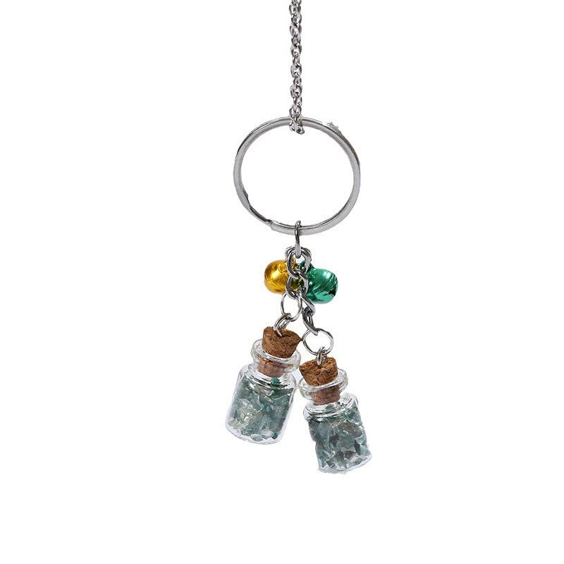Porte-clés en mini-bouteille en verre avec cristaux naturels Olivenorma et clochettes - image 8