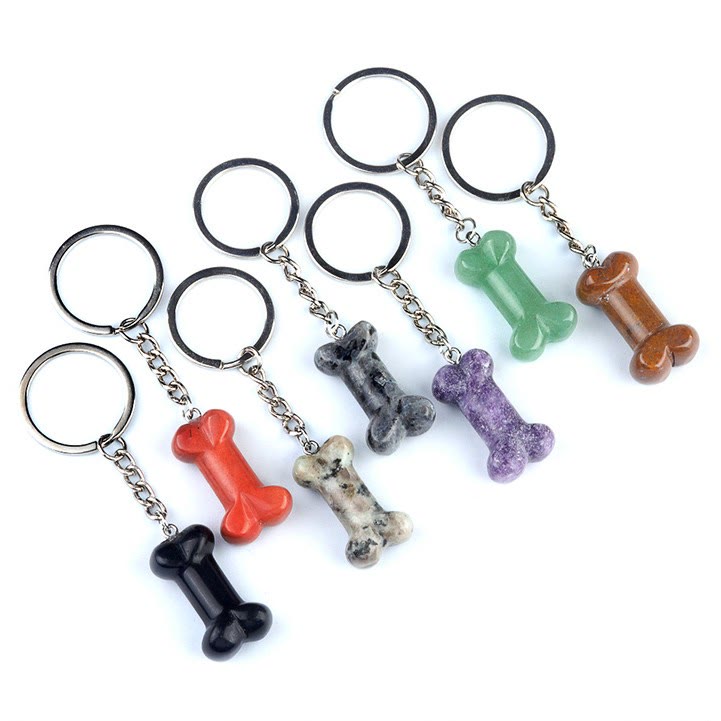 Porte-clés en forme d'os en cristal naturel aux couleurs vives Olivenorma - image 44