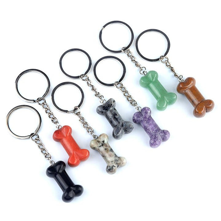 Porte-clés en forme d'os en cristal naturel aux couleurs vives Olivenorma - image 44