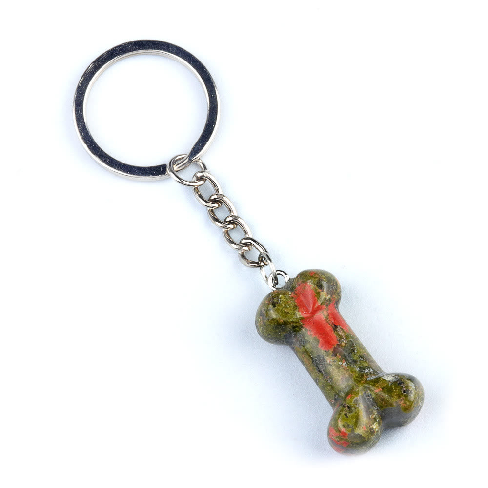 Porte-clés en forme d'os en cristal naturel aux couleurs vives Olivenorma - Unakite - image 20