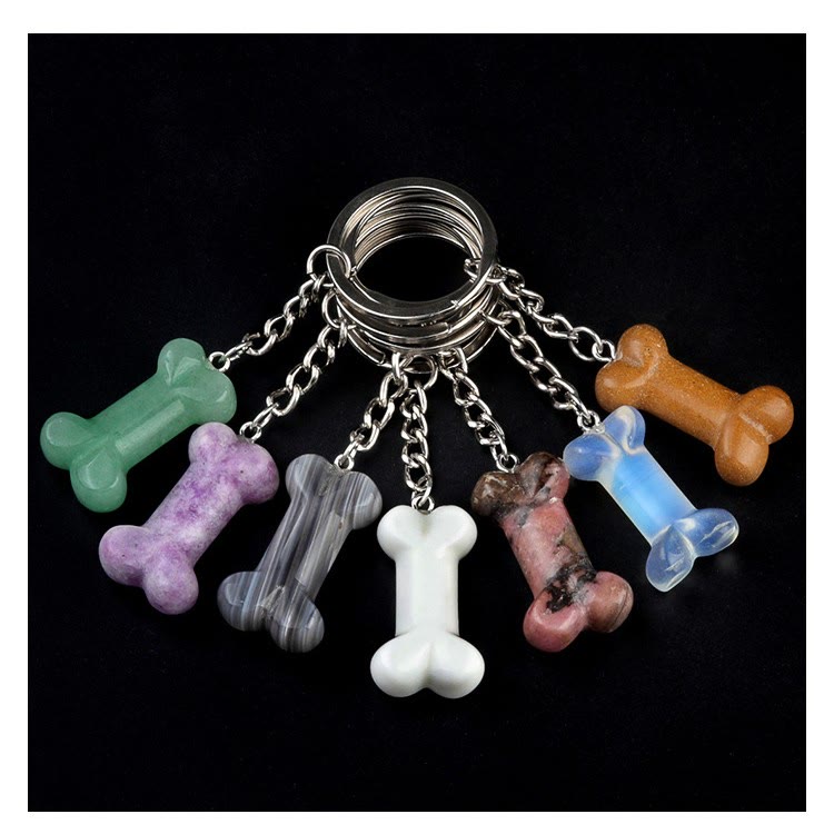 Porte-clés en forme d'os en cristal naturel aux couleurs vives Olivenorma - image 45