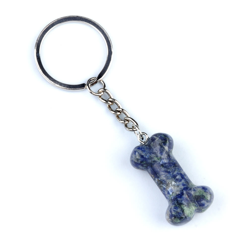 Porte-clés en forme d'os en cristal naturel aux couleurs vives Olivenorma - Tache bleue - image 4