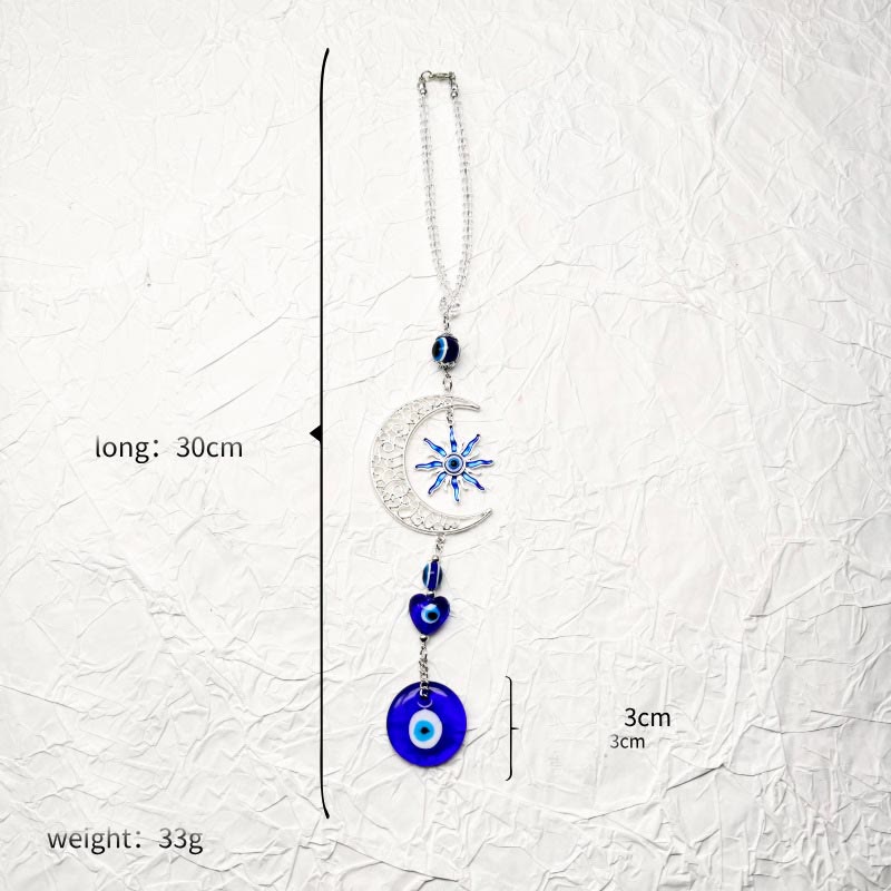 Porte-clés Olivenorma à thème céleste contre le mauvais œil avec lune, soleil et cœur - image 7