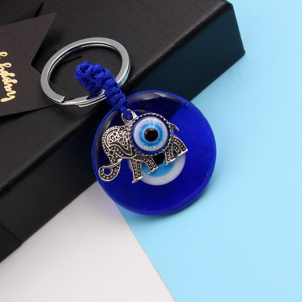 Porte-clés Olivenorma Blue Evil Eye avec divers breloques décoratives - Éléphant - image 3