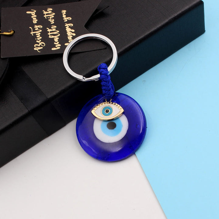 Porte-clés Olivenorma Blue Evil Eye avec divers breloques décoratives - Yeux d'or - image 8