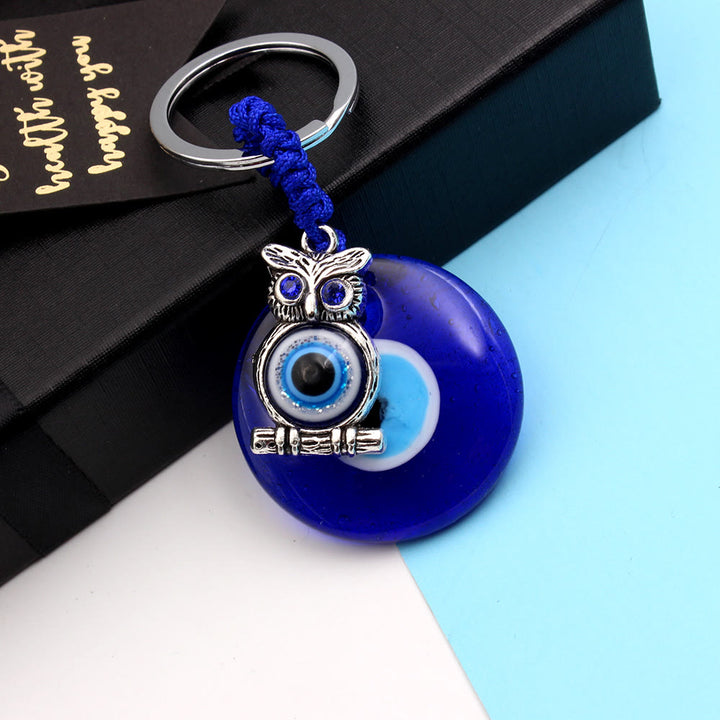 Porte-clés Olivenorma Blue Evil Eye avec divers breloques décoratives - Hibou - image 7