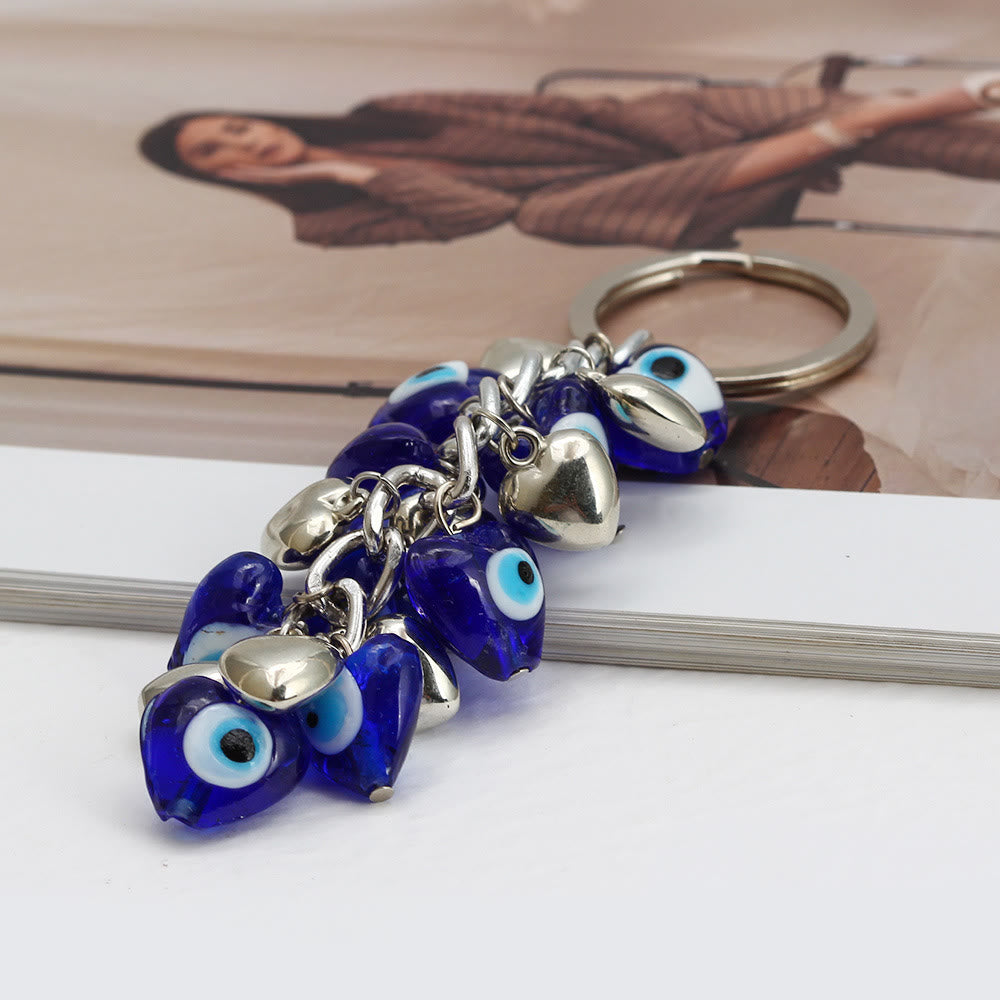 Porte-clés Olivenorma en forme de cœur bleu vibrant avec plusieurs breloques - image 10