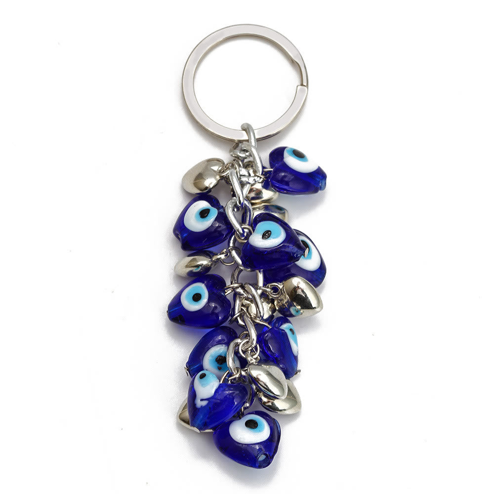 Porte-clés Olivenorma en forme de cœur bleu vibrant avec plusieurs breloques - C - image 11