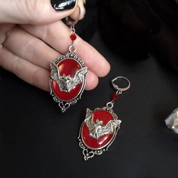 Boucles d'oreilles chauve-souris d'Halloween en obsidienne