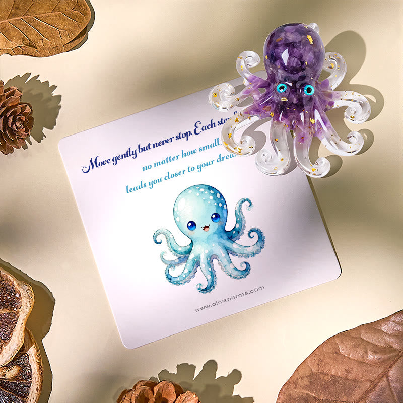 Décoration en pierre précieuse Olivenorma Sagesse des Profondeurs Marines, pieuvre en cristal - image 0