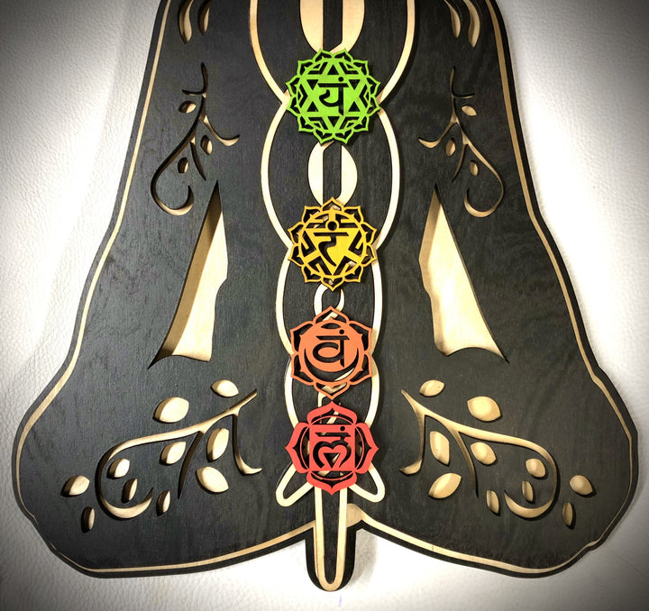 Décoration murale en bois teinté peinte à la main Olivenorma Kundalini Chakra