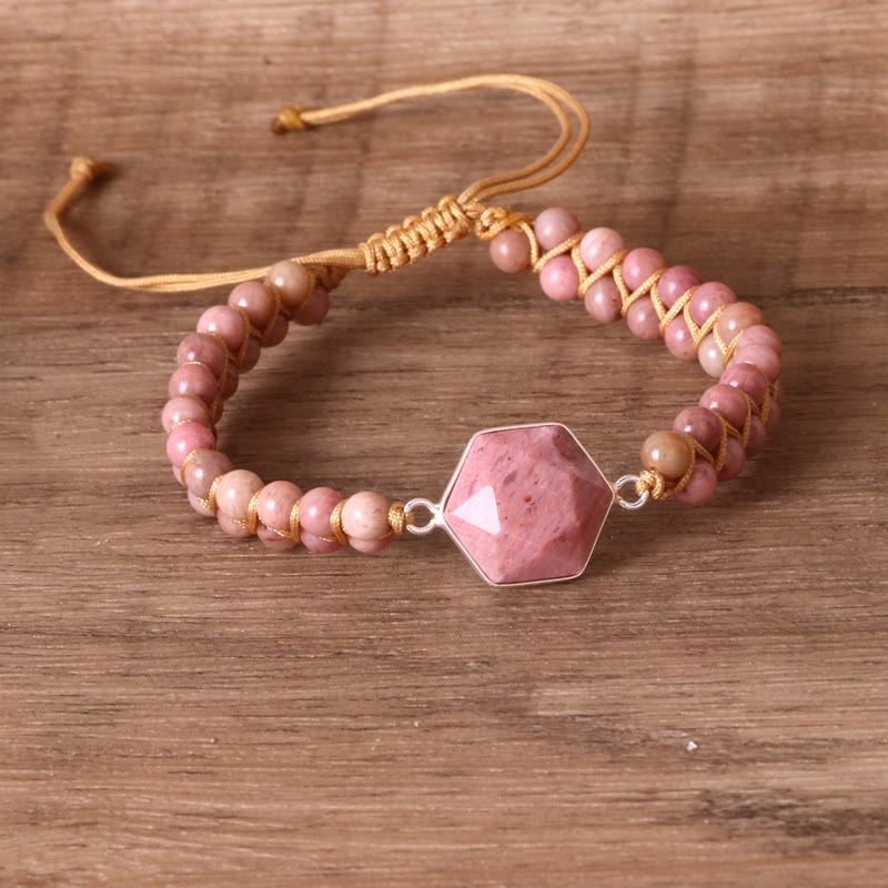 Bracelet enroulé hexagonal en aigue-marine et rhodochrosite Olivenorma