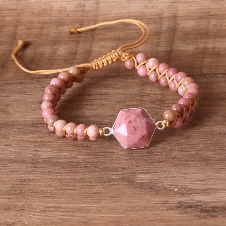 Bracelet enroulé hexagonal en aigue-marine et rhodochrosite Olivenorma
