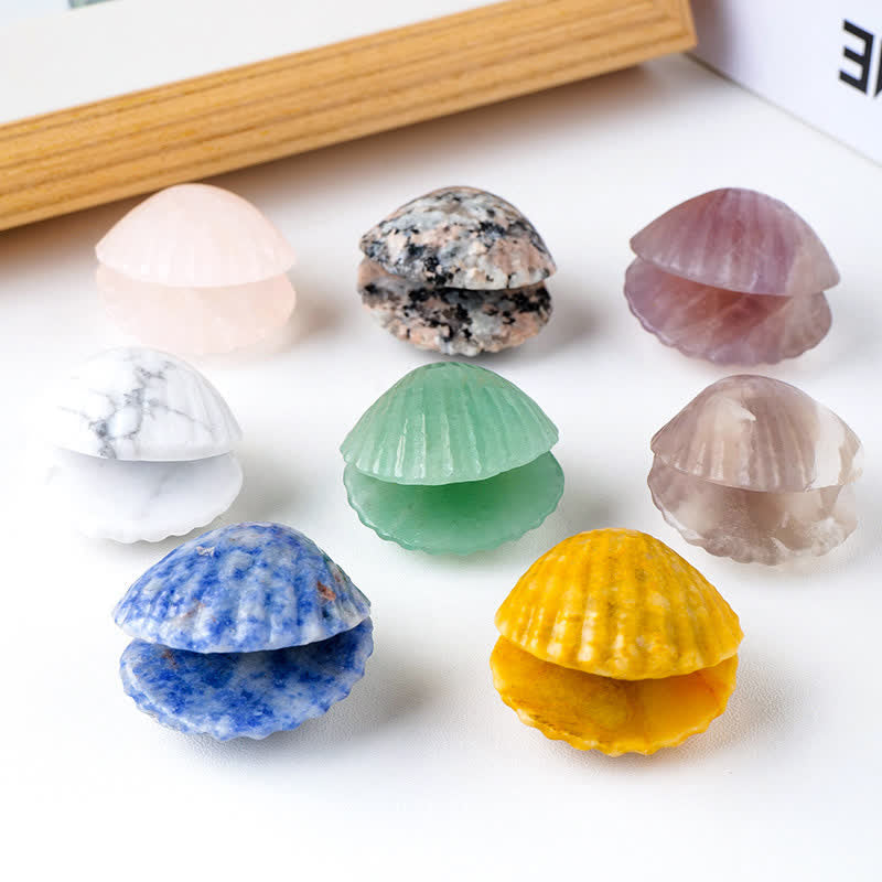 Décoration en pierre précieuse sculptée en coquillages d'agate en cristal naturel Olivenorma